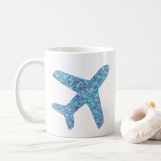 "Geboren zu fliegen" Flugzeug  Kaffeetasse (Mit Donut)