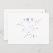 Geboren zu fliegen postkarte (Vorne/Hinten)