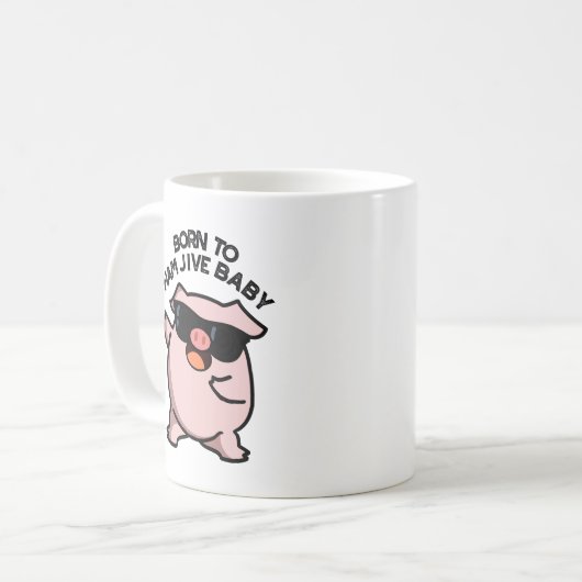 Geboren zu Ham Jive Baby Funny Pig Puff Kaffeetasse (Vorderseite Links)