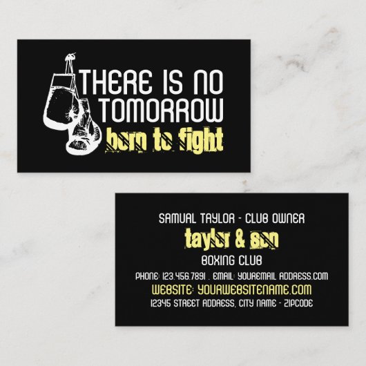 Geboren zu kämpfen, Boxklub, Boxtrainer Visitenkarte (Vorne/Hinten)