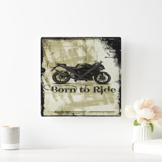 Geboren zu reiten quadratische wanduhr (Zuhause)