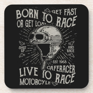 Geboren zu rennen schnelles Café Racer Motorrad Getränkeuntersetzer