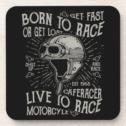 Geboren zu rennen schnelles Café Racer Motorrad Getränkeuntersetzer (Vorderseite)