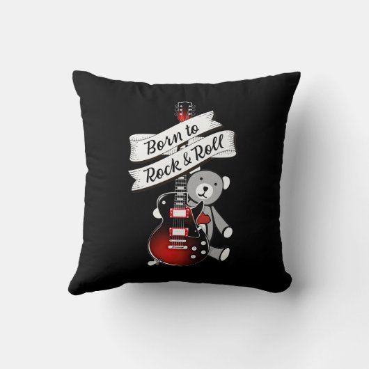 Geboren zu Rock and Roll Baby Bear Kids Gitarre Kissen (Rückseite)