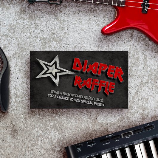 Geboren zu Rock Baby Duwer Diaper Raffle Begleitkarte
