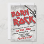 Geboren zu Rock - Babydusche Einladung (Vorderseite)