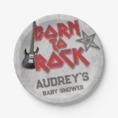 Geboren zu Rock - Babydusche Pappteller (Vorderseite)