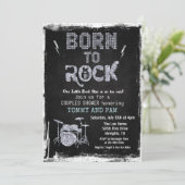 Geboren zu Rock Rock Star Baby Shower Einladung (Stehend Vorderseite)