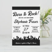 Geboren zu Rock! Rock'n'Roll Concert Baby Dusche Einladung (Stehend Vorderseite)