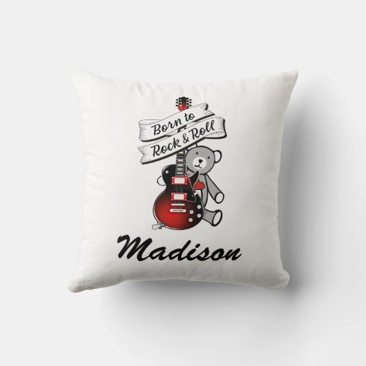 Geboren zu Rock und Roll Custom Baby Guitar Kinder Kissen (Rückseite)