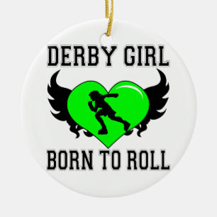Geboren zu rollen: Derby-Mädchen Keramikornament