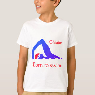 Geboren zu schwimmen, Junge, Blau, mit deinem Name T-Shirt