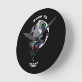 Geboren zu Scoot- Scooter und Mond Runde Wanduhr (Winkel)