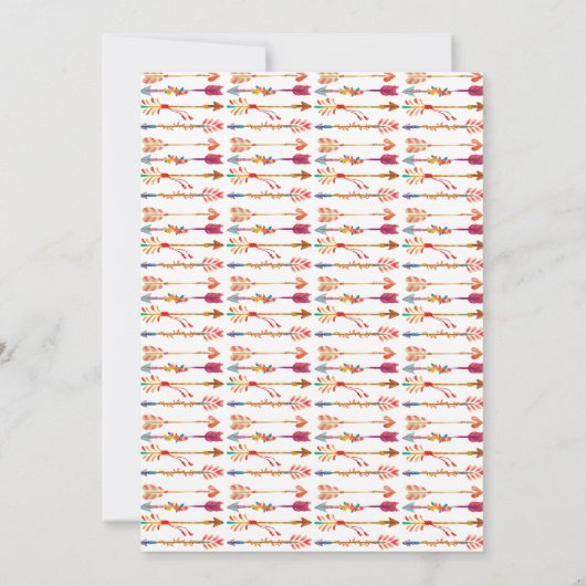 Geboren zu sein, wilde Stamm Boho Pfeile Baby Dusc Einladung (Rückseite)