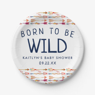Geboren zu sein, wilde Stamm Boho Pfeile Baby Dusc Pappteller