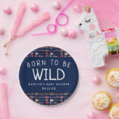 Geboren zu sein, wilde Stamm Boho Pfeile Baby Dusc Pappteller (Party)