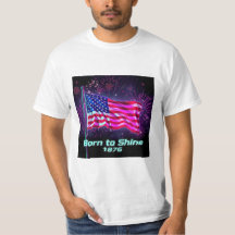 Geboren zu Shine - 1776 Glitch Neon Flag T - Shirt