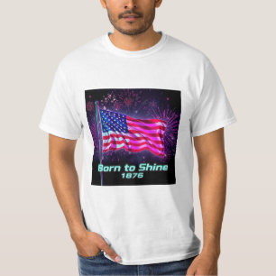 Geboren zu Shine - 1776 Glitch Neon Flag T - Shirt