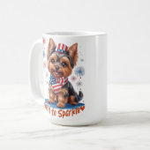 Geboren zu Sparkle - Niedliche Patriotische Yorkie Kaffeetasse (Vorderseite Links)