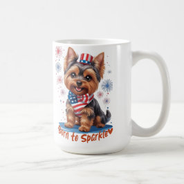 Geboren zu Sparkle - Niedliche Patriotische Yorkie Kaffeetasse