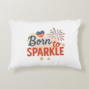 Geboren zu Sparkle - Patriotic 4. Juli Design für Dekokissen