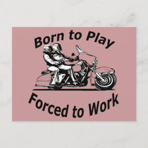 Geboren zu spielen gezwungen, Motorrad schwarz und Postkarte