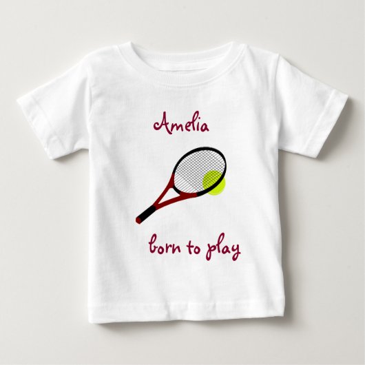 Geboren zu spielen, Tennisball und Racquet, person Baby T-shirt (Vorderseite)