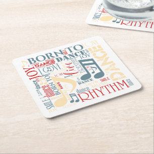 Geboren zu tanzen Blau/Rot/Gold ID277 Rechteckiger Pappuntersetzer