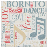 Geboren zu tanzen Blau/Rot/Gold ID277 Stoff (Nahaufnahme)