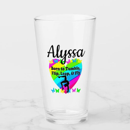 GEBOREN ZU TUMBLE GYMNAST GIRL DESIGN GLAS (Vorderseite)