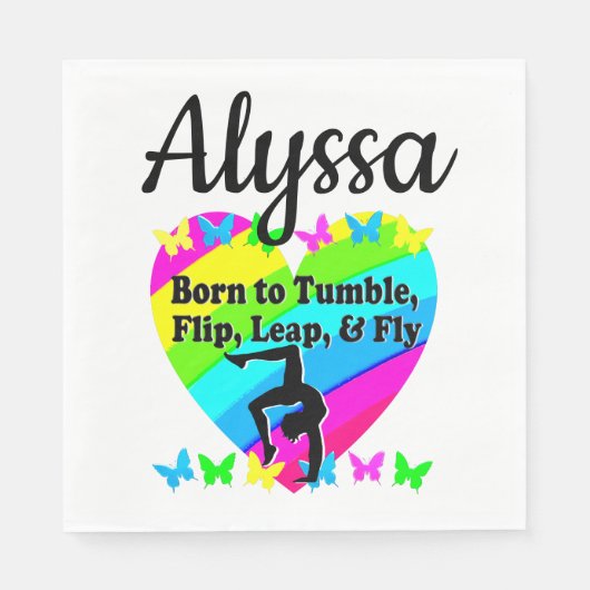 GEBOREN ZU TUMBLE GYMNAST GIRL DESIGN SERVIETTE (Vorderseite)