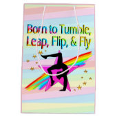 GEBOREN ZU TUMBLE GYMNASTICS GIFT BEUTEL MITTLERE GESCHENKTÜTE (Rückseite)