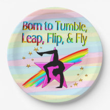 GEBOREN ZU TUMBLE GYMNASTICS PAPIERTELLER