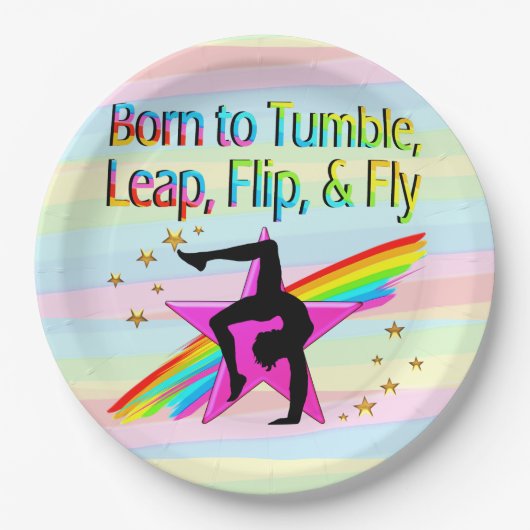 GEBOREN ZU TUMBLE GYMNASTICS PAPIERTELLER (Vorderseite)