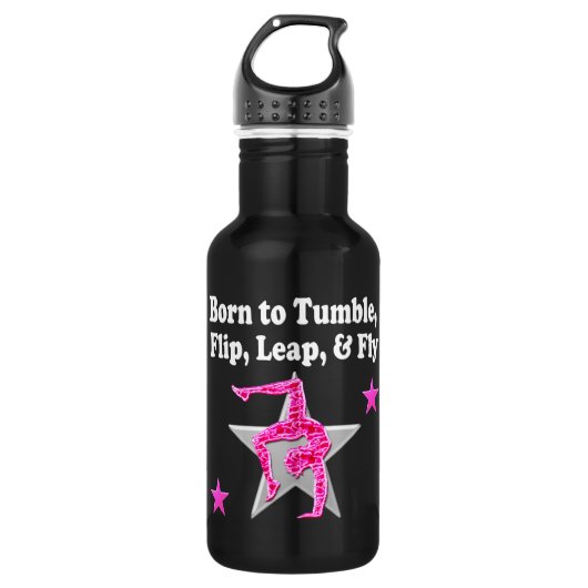 GEBOREN ZU TUMBLE, LEAP UND FLIEGEN GYMNAST TRINKFLASCHE (Vorderseite)