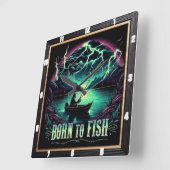 Geboren zum Angler der Gewässer Quadratische Wanduhr (Winkel)