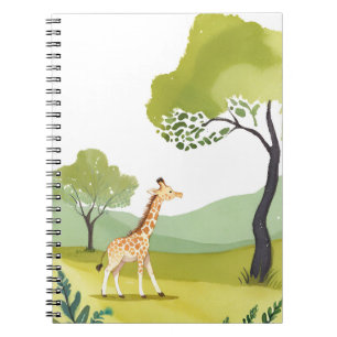 Geboren zum Erkunden Giraffe Watercolor Safari Notizblock