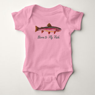 "Geboren zum Fischen" Regenbogenforelle Baby Strampler