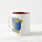 Geboren zum Fish Fishing-Thirt Zweifarbige Tasse (Vorderseite Links)