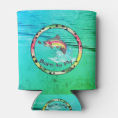 Geboren zum Fliegen von Regenbogenforellen Fischen Dosenkühler (Rückseite)