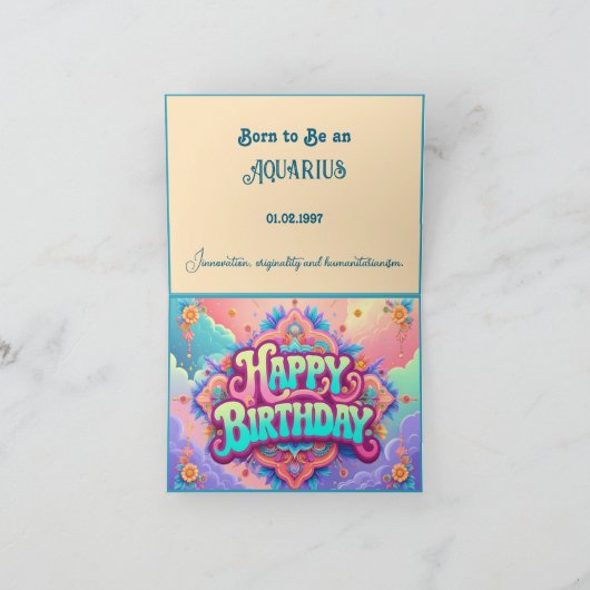 Geboren, zum Geburtstag Aquarius zu sein Karte (Innenseite)