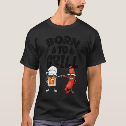 Geboren zum Grillen Hot Dogs & Bierfrauen Feinschm T-Shirt (Vorderseite)