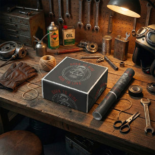 Geboren zum Leben mit dem Skull Biker Geschenkpapier