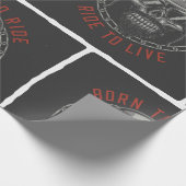Geboren zum Leben mit dem Skull Biker Geschenkpapier (Ecke)