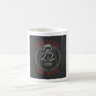 Geboren zum Leben mit dem Skull Biker Kaffeetasse
