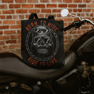 Geboren zum Leben mit dem Skull Biker Tasche