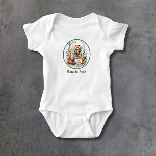 Geboren zum Lesen von Süße Tier Story Time White Baby Strampler