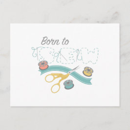 Geboren zum Nähen Postkarte