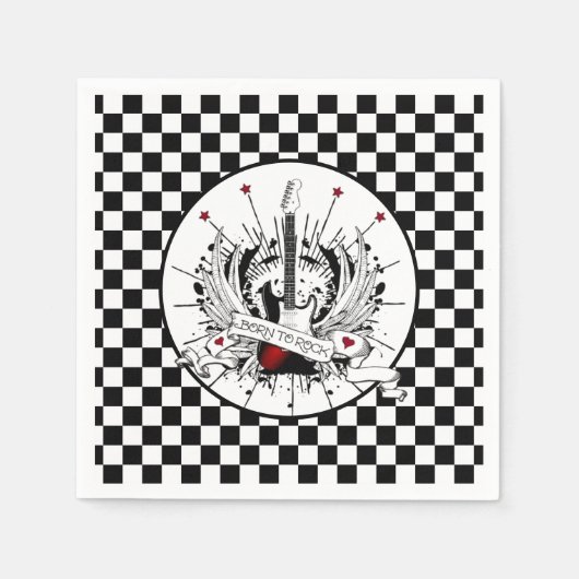 Geboren zum Rock & Roll Gitarrenrocker Metalliker Serviette (Vorderseite)