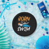 Geboren zum Schwimmen Pappteller (Party)